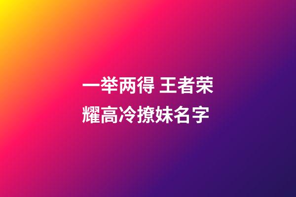 一举两得 王者荣耀高冷撩妹名字